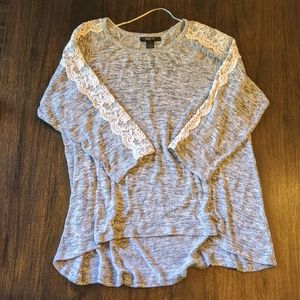 Gray 3/4 Length Sweater w/Lace detail